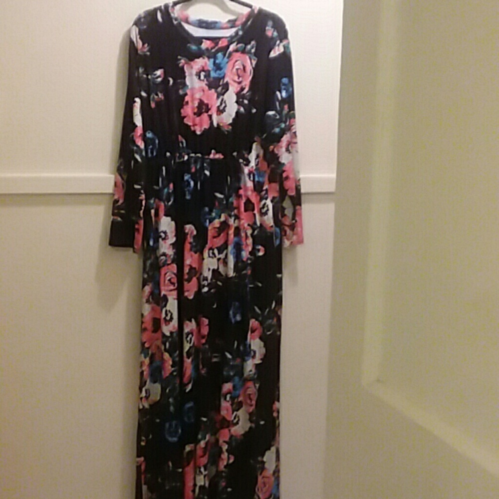 Black Dress With Flower Pattern